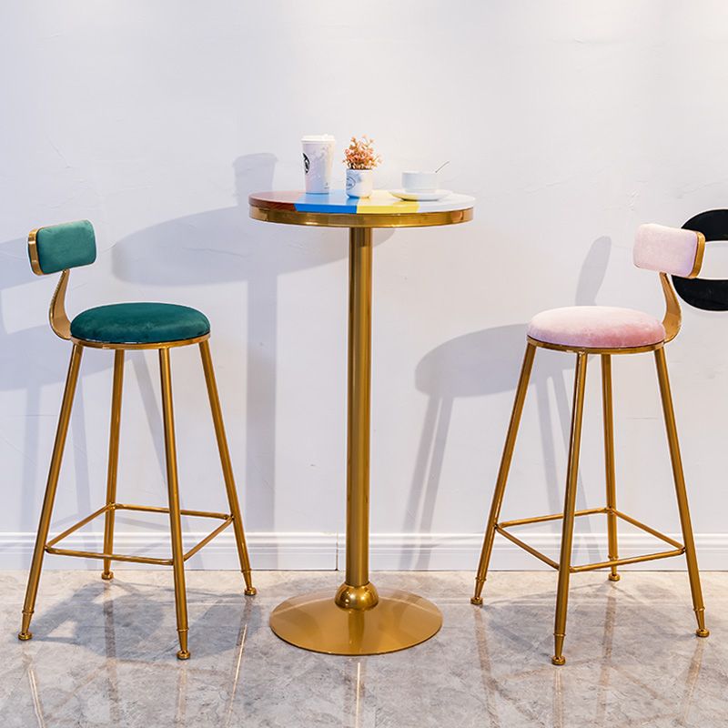 Solid Wood Bar Table Set Glam Round 1/3 Pieces Counter Table for Dining Room