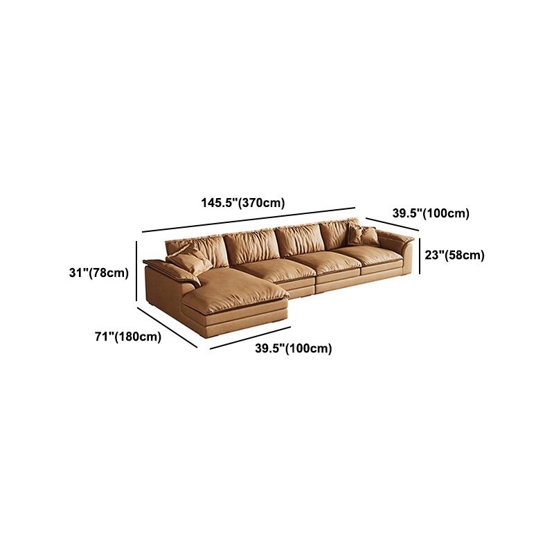 Pillow Top Arm Sofa & Chaise Faux Leather Cushions Loose Back Sofa