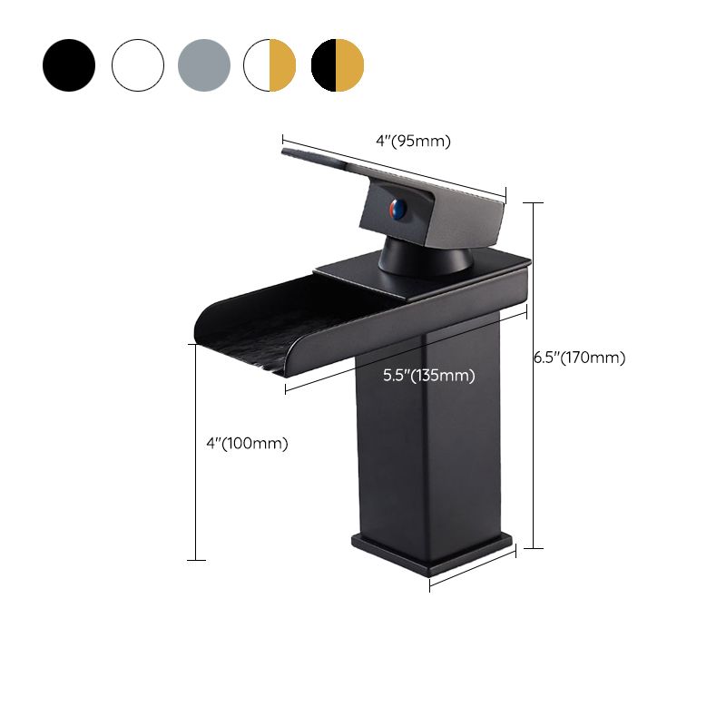 Waterfall Spout Vessel Sink Faucet Single Handle Square Faucet