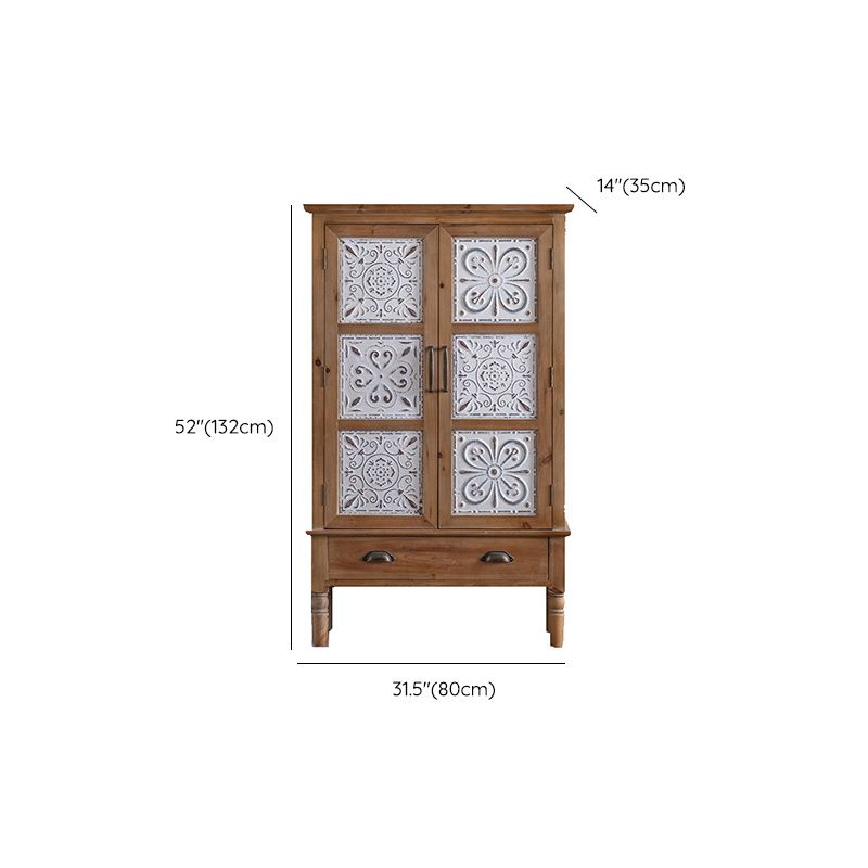 Distressed Wood Accent Cabinet Industrial Solid Wood Chest with Drawers