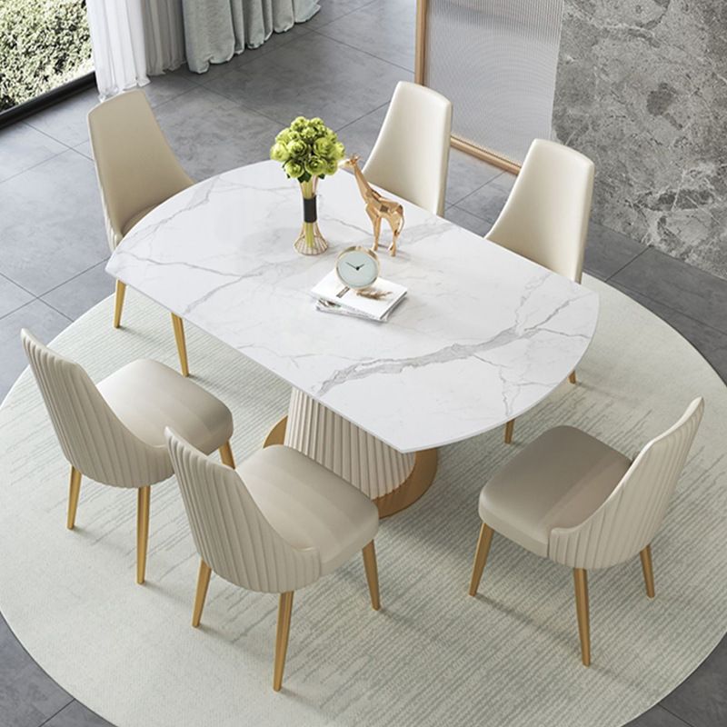 Glam Dining Set Stone 1/4/6/7 Pieces Dining Gold Furniture for Home