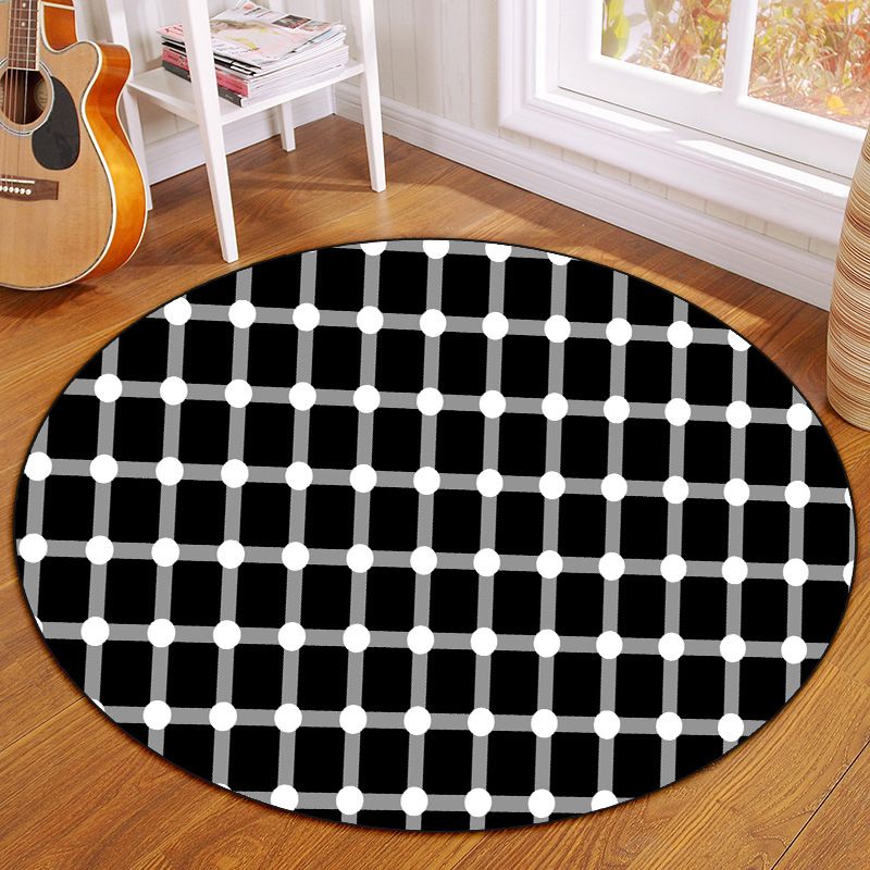 White Modern Rug Polyester Graphic Rug Non-Slip Backing Rug for Living Room