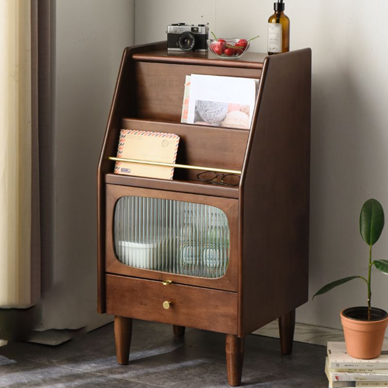 Modern Style Rubber Wood Storage Sideboard Cabinet with Glass Doors