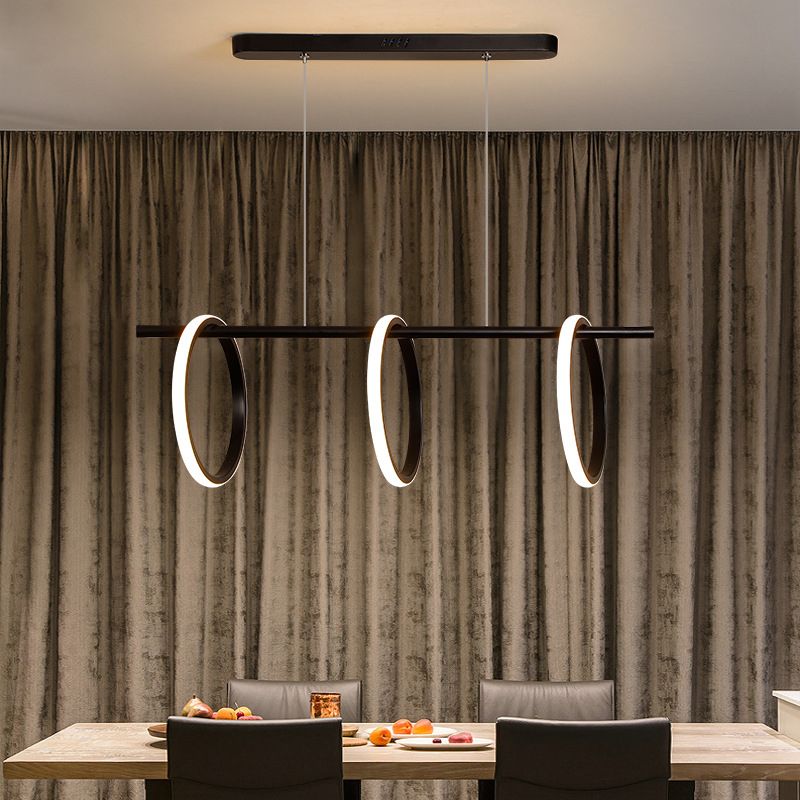 Modern Minimalism Linear Island Pendant Lighting LED Metal  Ring Island Ceiling Light for Living Room