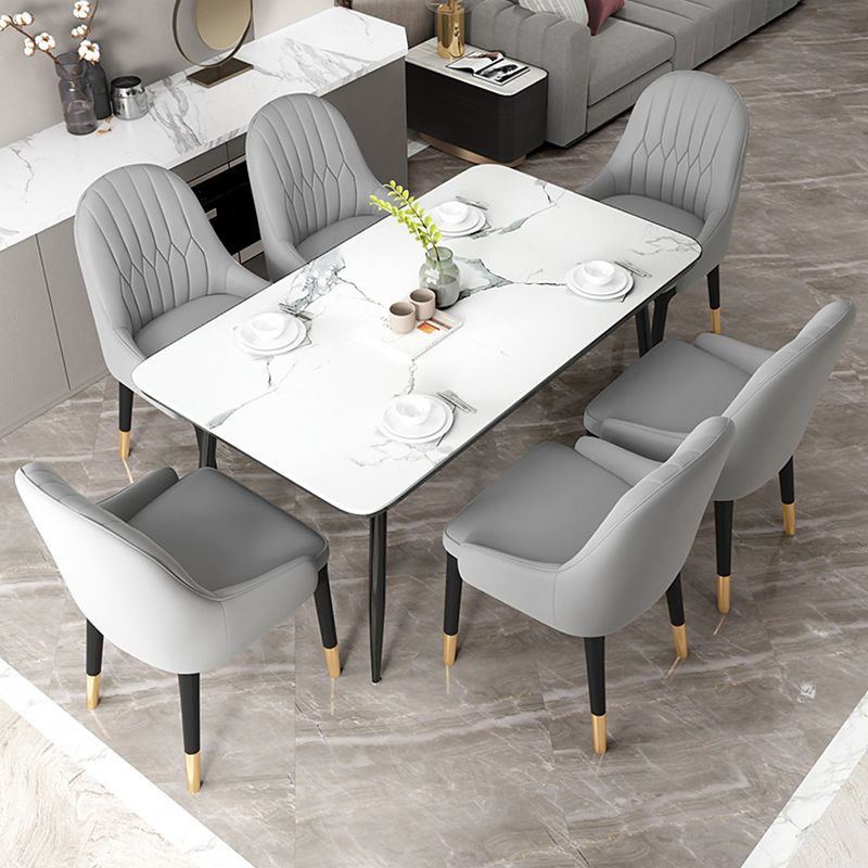 Glam Faux Leather Dining Chairs Metal Arm Dining Room Chairs for Restaurant Use