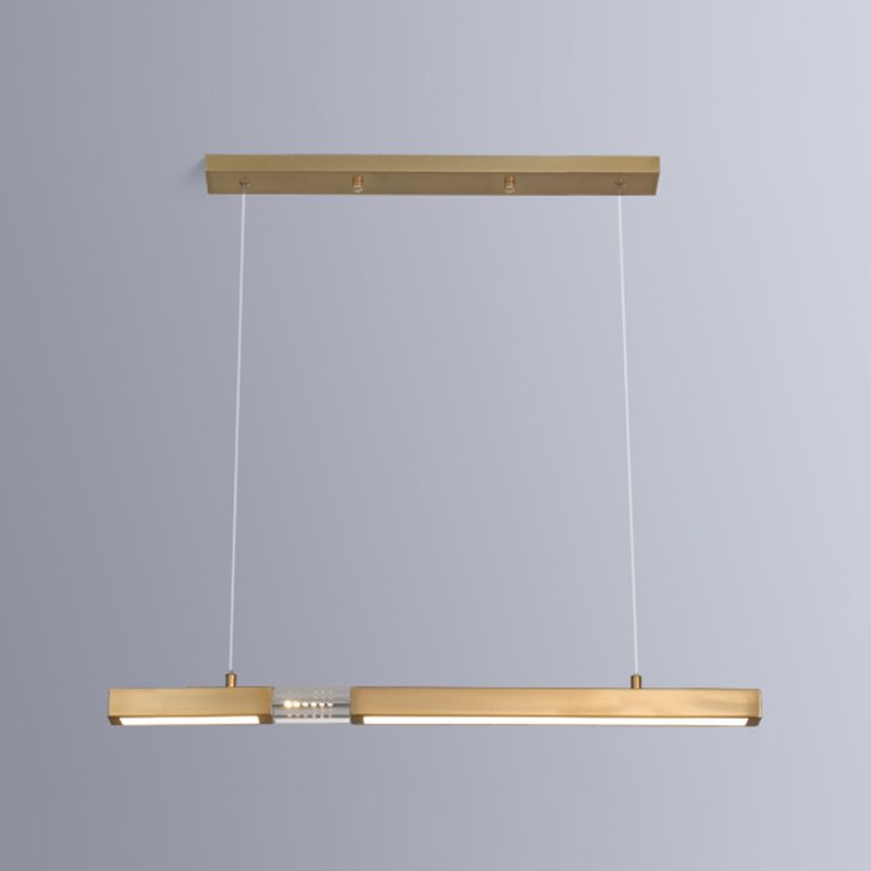 Moderne Rechteckinselinsel Kronleuchter 1-Licht-LED-Anhänger Beleuchtungskörper mit Kristall