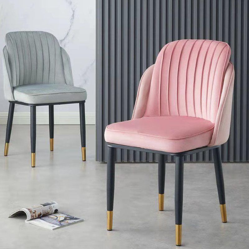 Glam Armless Velvet Dining Chair Parsons Chair in Matte Finish for Home