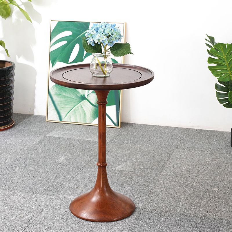 Rustic Wooden Round Tray Top Side Table 25.5"/27.5" Tall Pedestal End Table