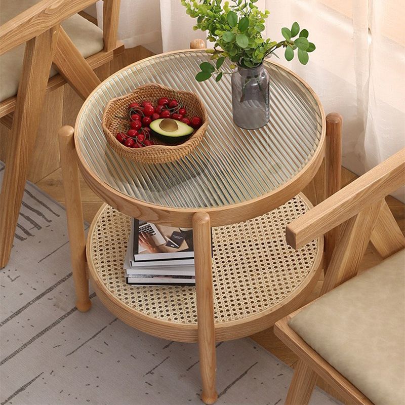 Glass-Topped Coffee Cocktail Table with Shelf Contemporary 4 Legs Coffee Table