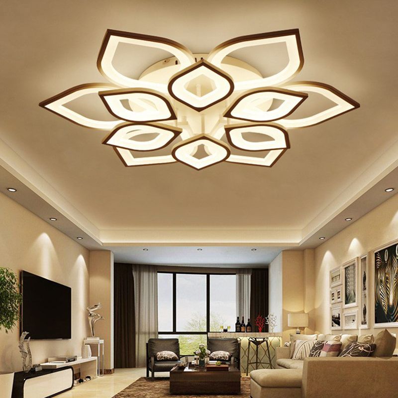 Floral Ceiling Light Fixture Nordic Style LED Close to Ceiling Lamp with Acrylic Shade
