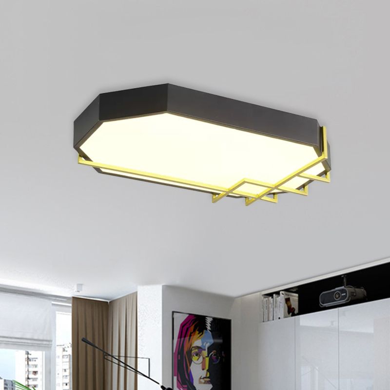 Black-Gold Geometric Ceiling Mounted Light Modern 23.5"/31.5" Long LED Metal Flushmount Lamp