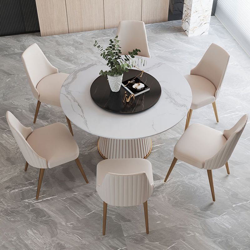 Glam Home Convertible Dining Table Sintered Stone Round Pedestal Table