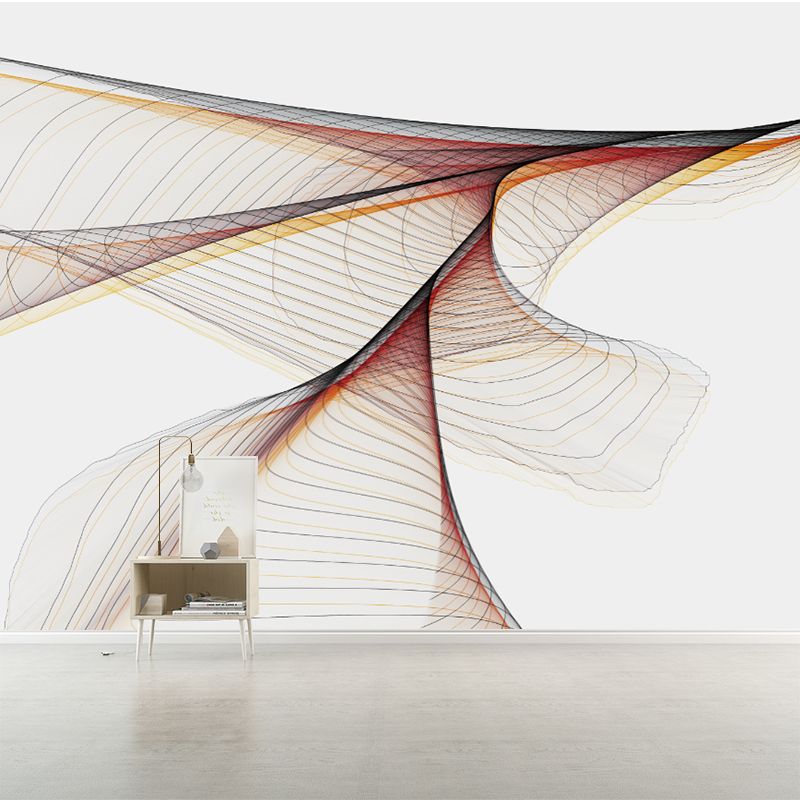 Modern Art Spiral Pattern Mural Wallpaper Orange-Yellow Waterproof Wall Decoration for Home