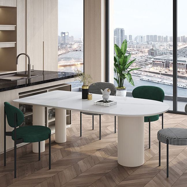 Metal Contemporary Free Form Dining Table Sintered Stone Dining Table with 3 Legs