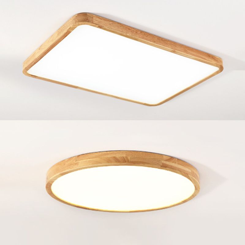 Geometrical Wooden Flush Ceiling Light Fixtures 1-Light Modern Style Flush Light Fixtures