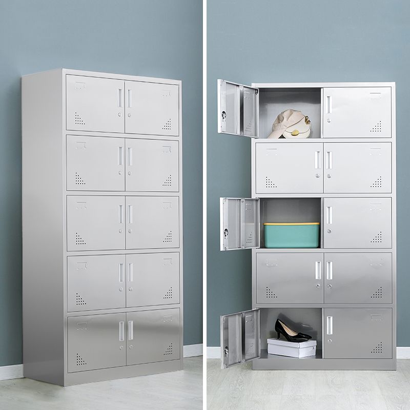 Metal Industrial Cabinet with Hinged Door Gray Steel Storage Cabinet for Bathroom