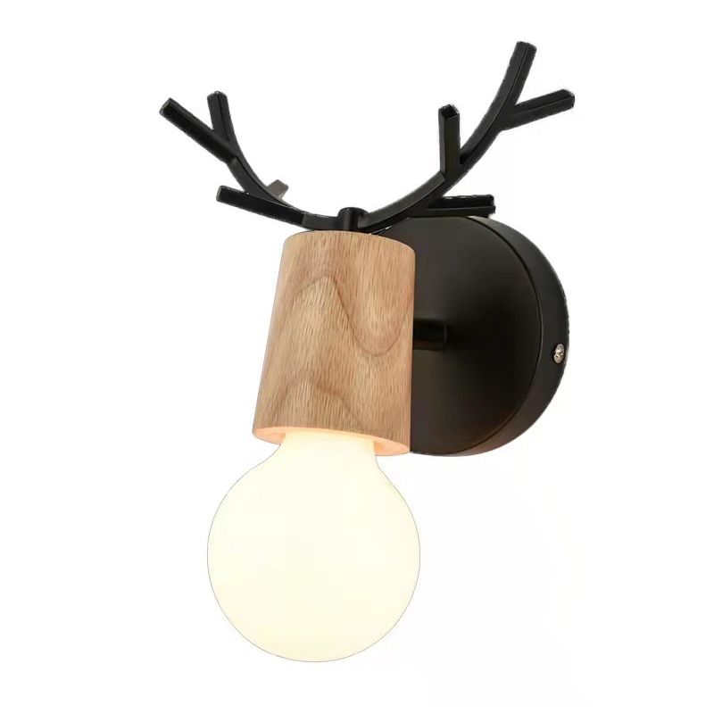 Unique Shape Wood Vanity Sconce Light Modern Style 1-Light Vanity Mirror Lights