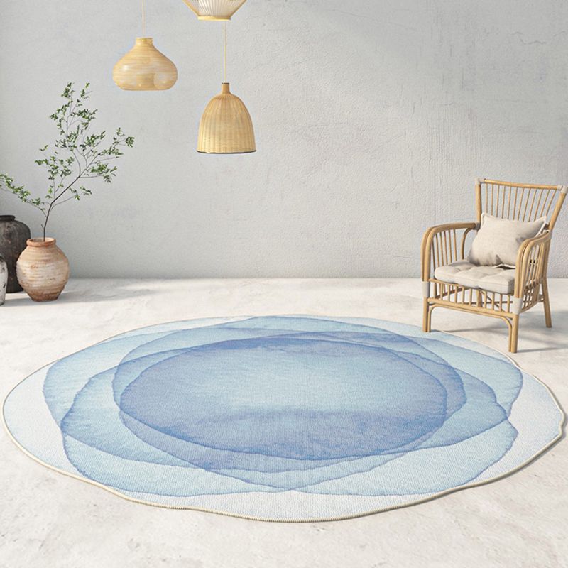 Blue Solid Color Carpet Polyester Modern Indoor Carpet Washable Area Carpet for Living Room