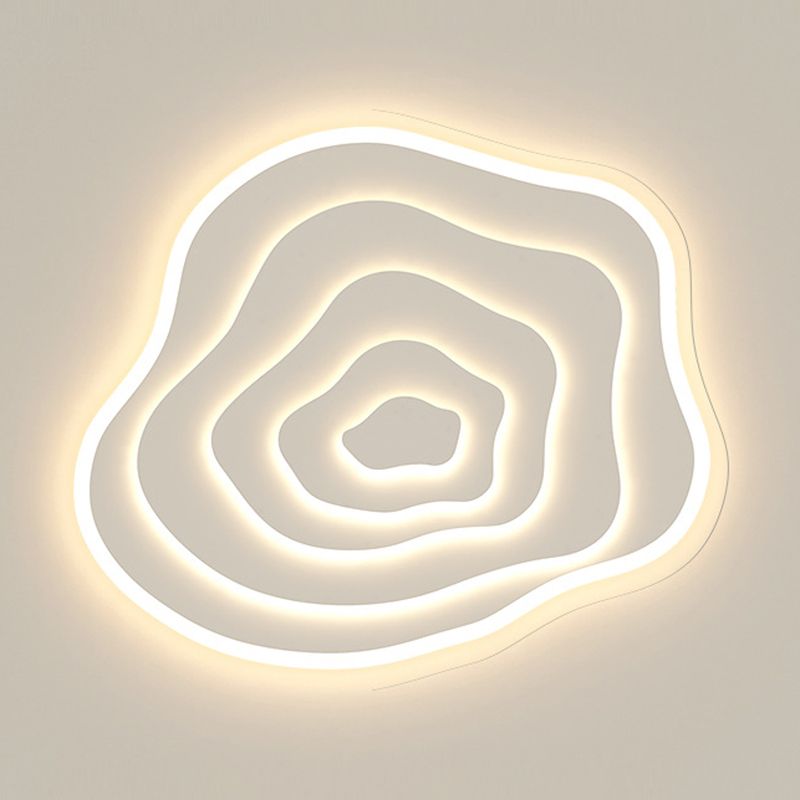 Single White LED Flush Mount Lighting Modern Unique Ceiling Light for Bedroom