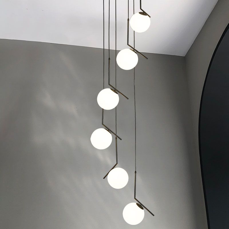 Spiraalvormige bol trappenhuis hangende verlichting opaalglas eenvoud multi -light hanger