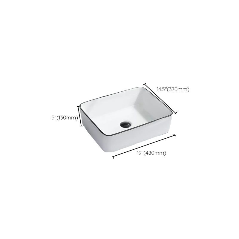 Bathroom Sink Ceramic Black Edging Anti-spill Rectangular Rod Single Handle Faucet Sink