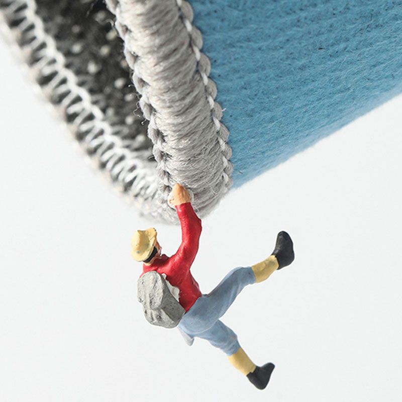 Modern Color Block Area Carpet Blue Polyester Area Rug Non-Slip Backing Rug for Living Room