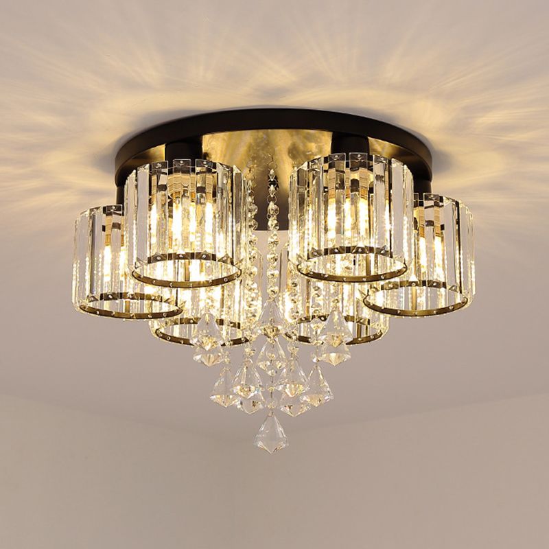 3/5/6/8-Light Golden Flush Mount Lighting Modernism Glass Shaded Ceiling Light