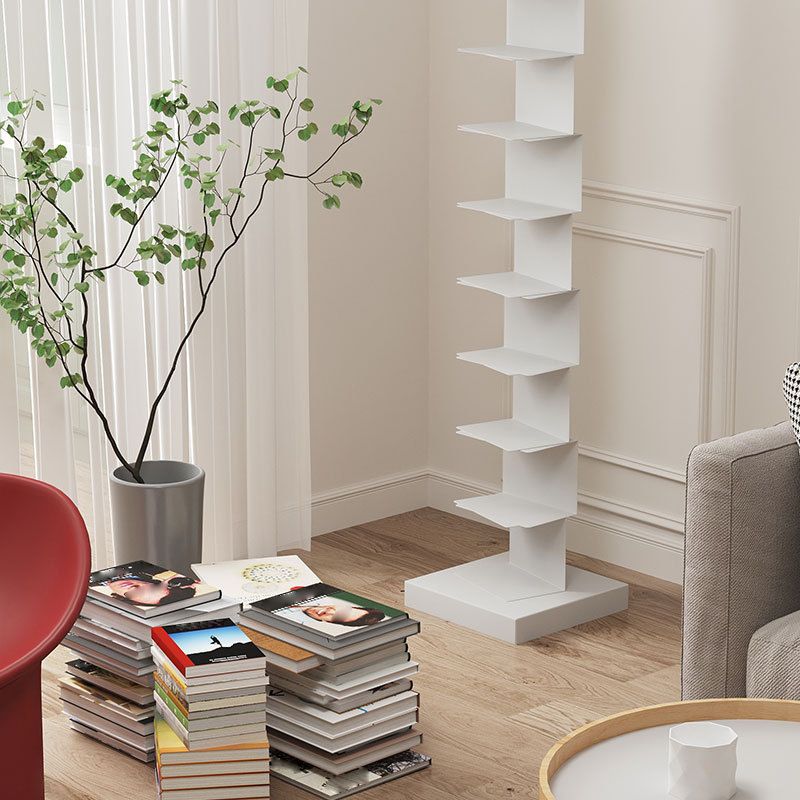 Contemporary Style Geometric Bookcase Vertical Closed Back Bookshelf