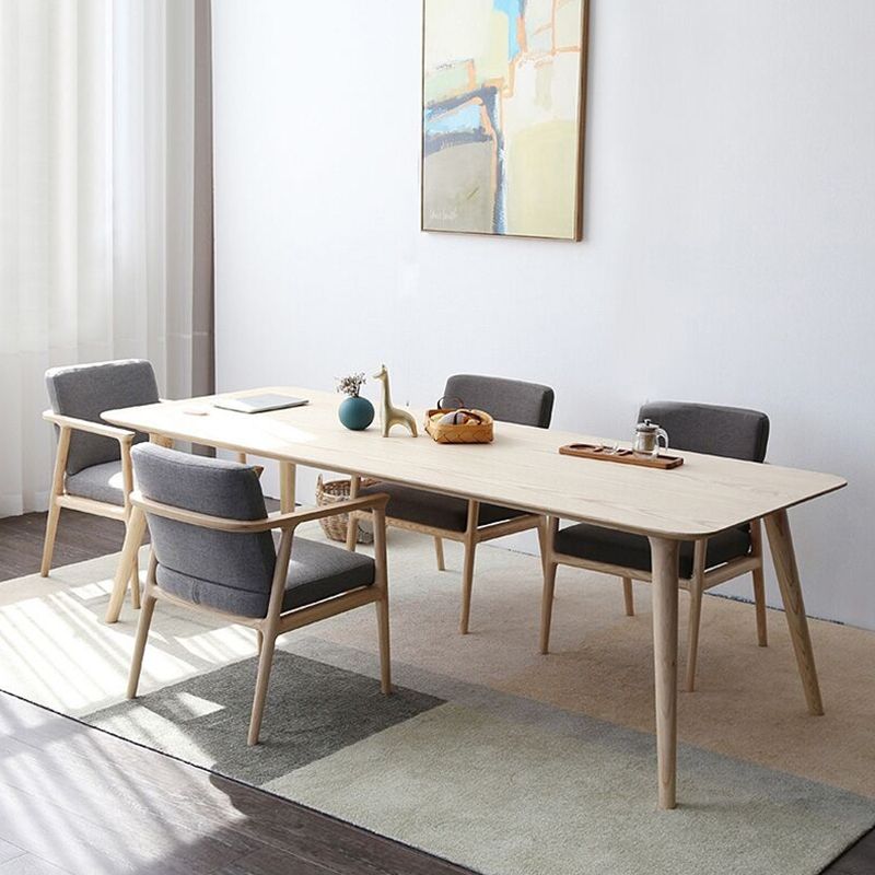 Rectangle Pine Wood Dining Table Industrial Table in Nature with 4 Legs