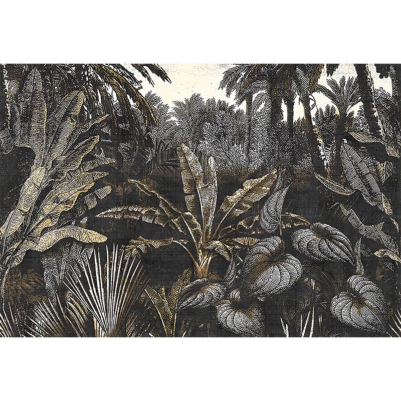 Nordic Plants Wall Mural Decal for Home Decor, Personalized Size Wall Covering in Black and Green