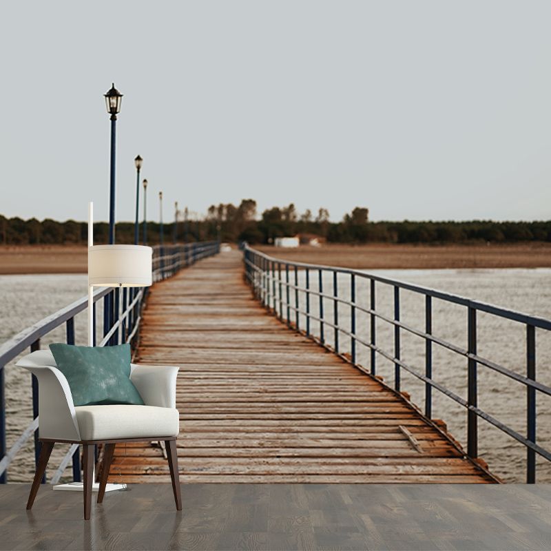 Wooden Bridge Mildew Resistant Wallpaper Photography Sleeping Room Wall Mural