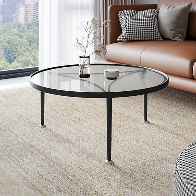 Modern Minimalist Round Glass Coffee Cocktail Table - 17.72" H