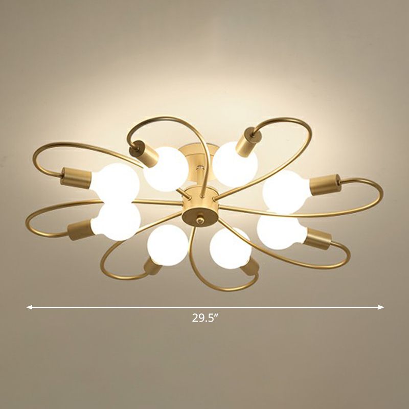 Champagne tourbillonna près de la lumière du plafond de style moderne en métal semi-luxuriant pour la chambre