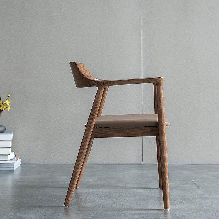 Silla de comedor de madera tradicional, sillas de comedor de cuero sintético para uso doméstico