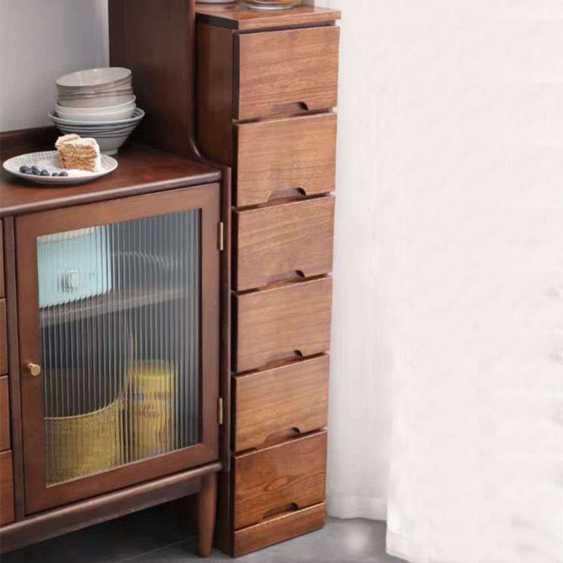 44.09" H Mid-Century Modern Solid Wood Accent Chest with 6 Drawers