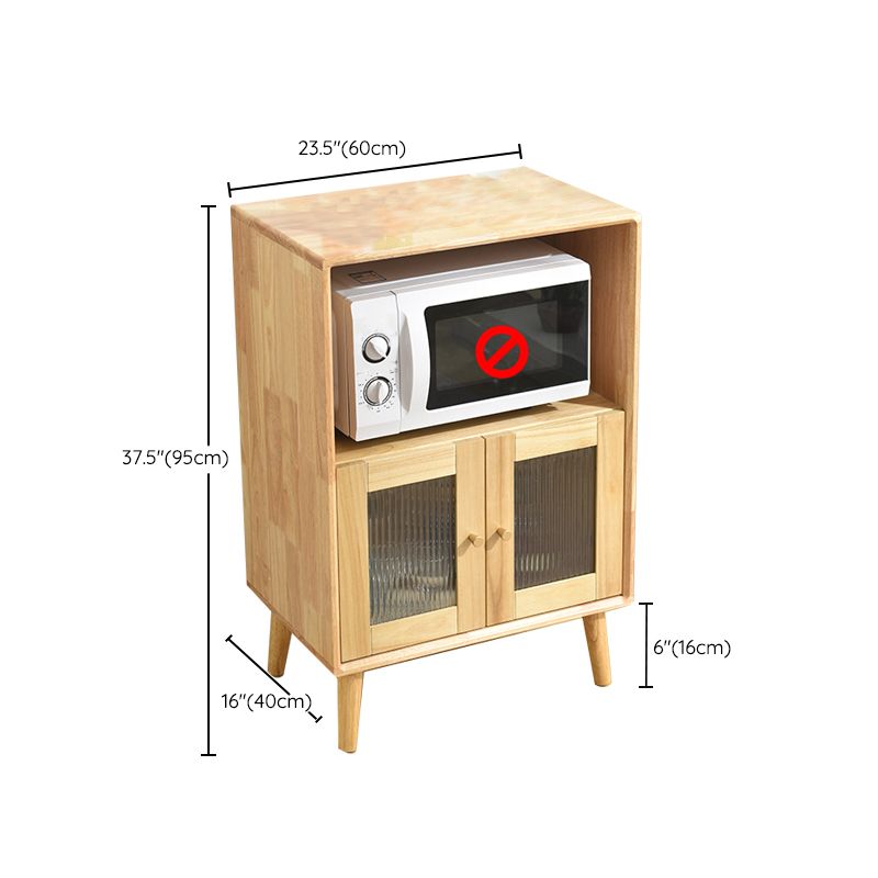 Modern Glass Paned Accent Cabinet 1-Door Solid Wood Chest with 2 Drawers