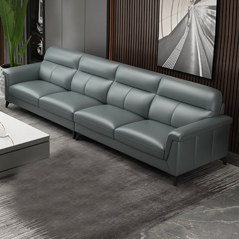 Contemporary Green Stain-Resistant Genuine Leather for Living Room Sofa