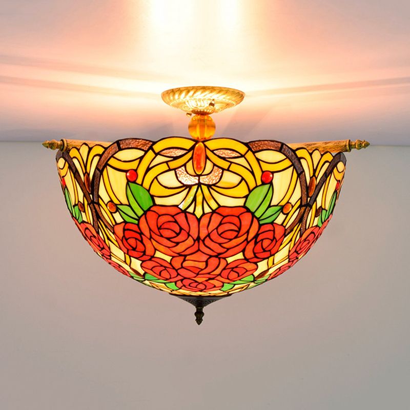 Brass 5 lampadine semifulco l'illuminazione del monte vittoriano art vetro arte rosa vicino alla luce del soffitto