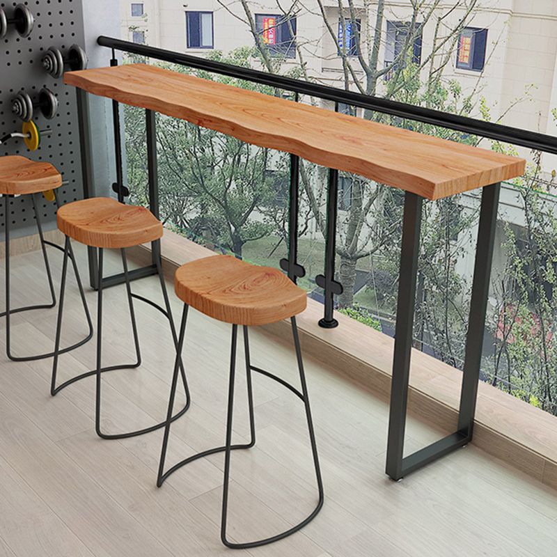 Pine Wood Bar Dining Table Modern Rectangle Bar Table  for Milk Tea Shop Balcony
