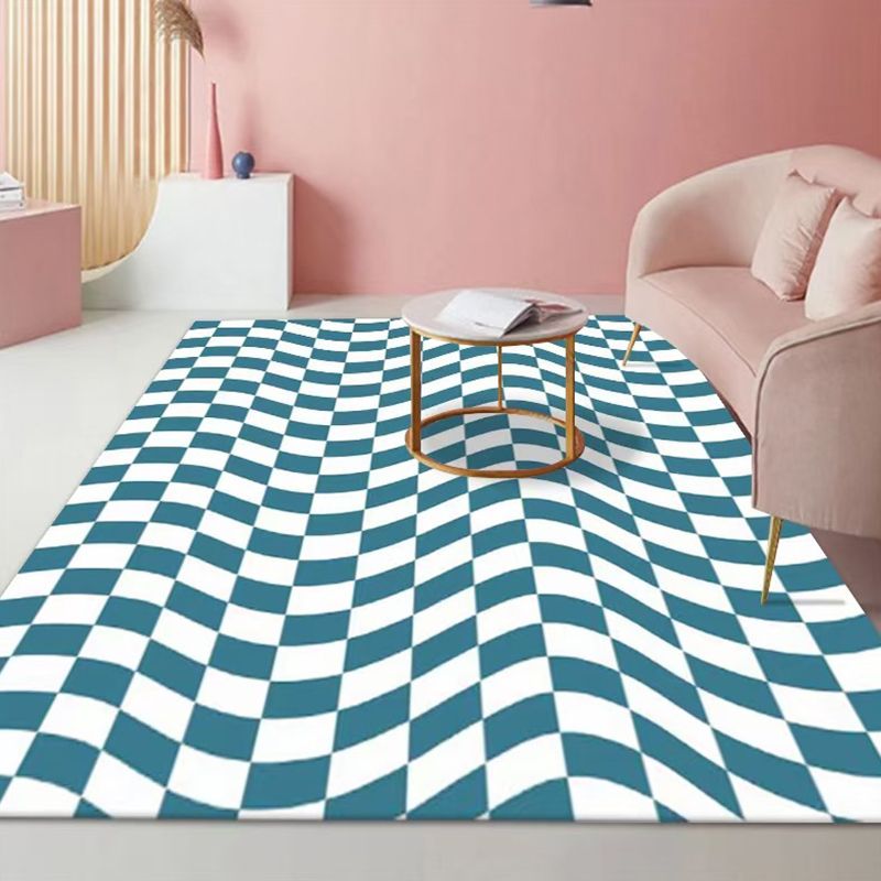 Plaid Rug Modern Carpet Polyester Anti-Slip Backing Rug for Living Room