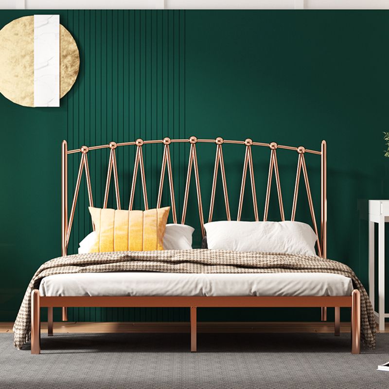 Glam Solid Color Open-Frame Bed Metal Open-Frame Bed with Metal Legs