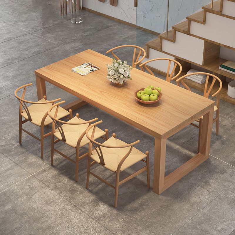 Simplicity Style Dinette Table Rectangle Solid Wood Dinner Table in Natural