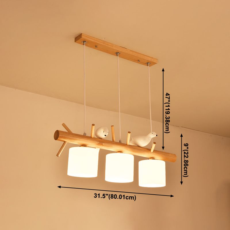 Modern Lighting Chandelier Cylinder Island Pendant Lights Wood Island Lights in White