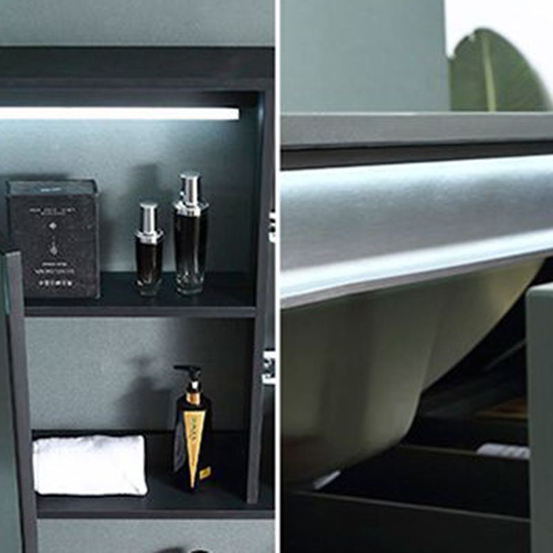 Contemporary Wooden Sink Vanity Storage Shelves Bathroom Sink Vanity