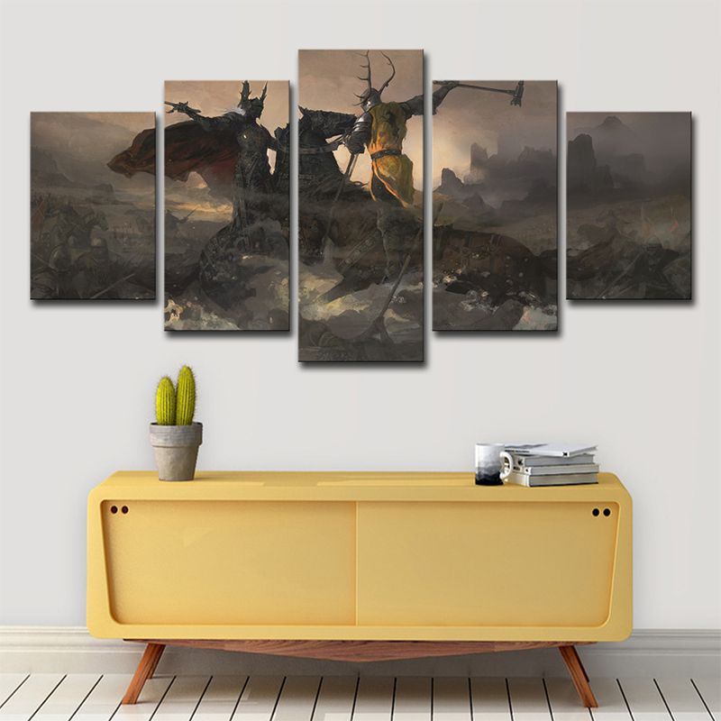 Fictional Fantasy Wall Art Brown Game of Thrones Duel Scene Canvas Print for Home