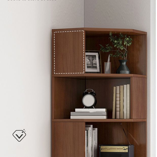 Wooden Bookcase 18" W Vertical Closed Back Bookshelf for Living Room