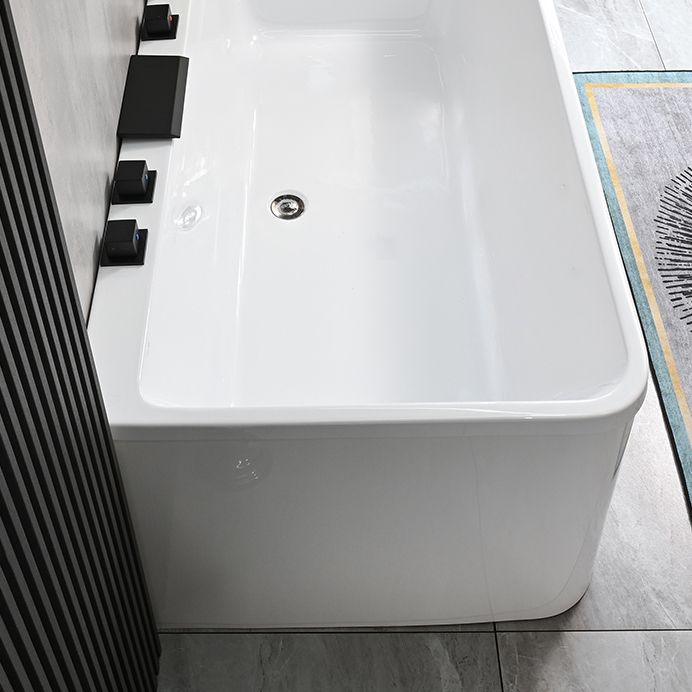 Back to Wall Soaking Bathtub Modern Rectangular Antique Finish Bath Tub