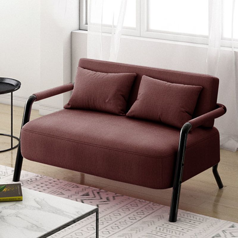 Contemporary Sofa with 2 Pillows Standard Square Arm Black Sofa