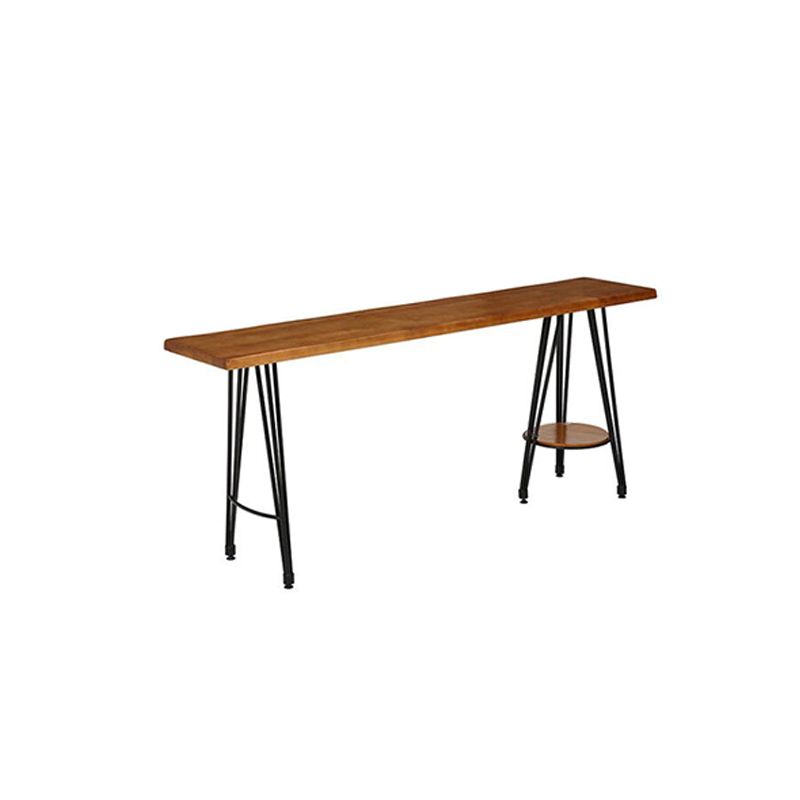Industrial Style Bar Table Solid Wood Rectangle Pub Table in Brown
