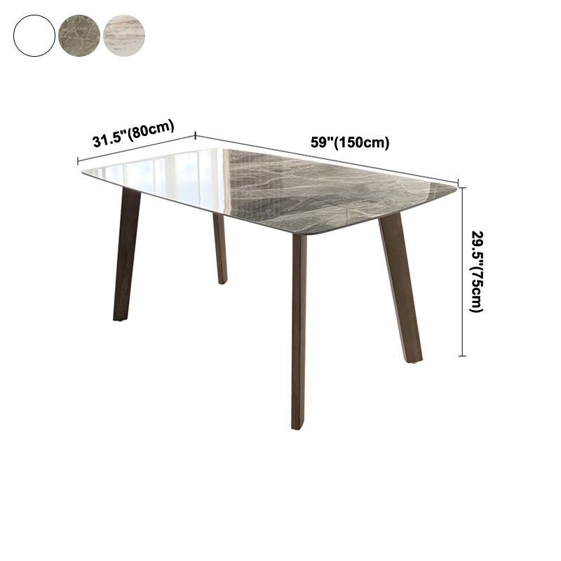 Eigentijdse gesinterde stenen eettafel rechthoekige vorm eettafel met 4 poten tafel